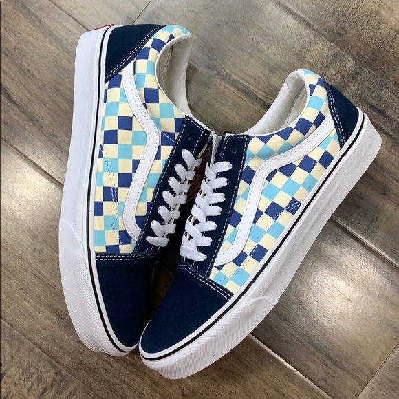 VANS OLD SKOOL CHECKERBOARD Blue Topaz men’s - Picture 12 of 16